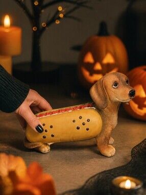 NWT Dachshund Hot Dog Figurine – Adorable Novelty Dog Decor | Wiener Dog